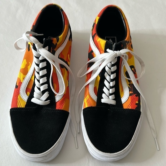 Vans Old Skool Camo Shoes Sneakers Orange Yellow Size 12 - Picture 2 of 14